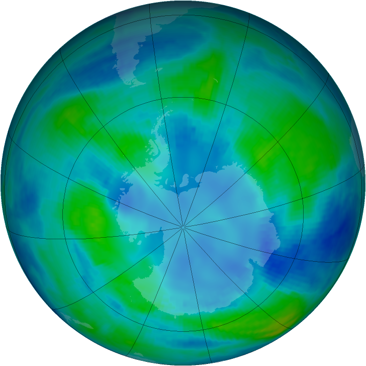 Antarctic ozone map for 23 April 2000